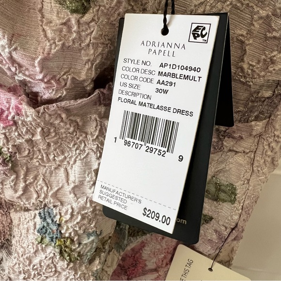 ADRIANNA PAPPEL Plus Size Floral Ruched Formal Dress Size 30W NWT - Picture 10 of 16